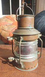 Vintage Nautical Copper Oil Lantern Ship Light Marine Lamp. Made In England 