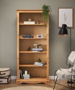 Corona Bookcase Large Tall 5 Shelf Display Unit Solid Pine Wood Wooden Shelving