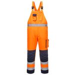 Portwest Dijon Hi Vis Bib and Brace Contrast Coverall Work Wear Dungarees