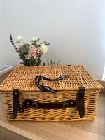 Forman & Field Wicker Hamper Basket With Lid & Handle Rectangular Brown