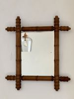 Vintage French Faux Bamboo Mirror Foxed Plate