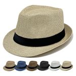 Straw Trilby Sun Hat Mens Ladies Womens Summer Panama Designer Fedora Beach NEW
