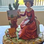 Capo-di-Monte Hand Painted Italian Porcelain Figurine Woman Artist at Easel