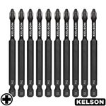 PH2 90mm Long Phillips 2 Impact Screwdriver Bits Magnetic 1/4" Universal KELSON