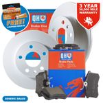 QH Rear Brake Discs & Pads & Grease for Honda Jazz Petrol 1.2 1.3 2002-2008