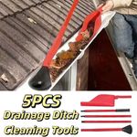 5pcs Retractable Drain Gutter Scoop Cleaning Garden Leaf Gutter Spoon Tool
