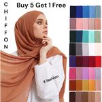 Premium Quality Plain Chiffon Hijab Scarf Shawl Soft Georgette Dubai Elegant