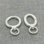 2 Sterling Silver Swivel Circle Clasps 925 Silver Oval Push Clasp for Necklace