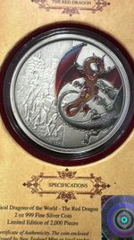THE RED DRAGON NIUE 2019 2oz FINE SILVER COLOURED NZ MINT LIMITED EDITION COIN