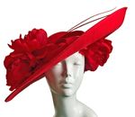 Exclusive Red Designer Millinery by Hat Couture Wedding Bridal Racing Ascot Hat