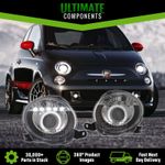 Fits Fiat 500 Upgrade Headlights LED DRL Angel Eye Halo Custom Black Xenon Look