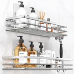 pickpiff SUS304 Stainless Steel Shower Shelf Pack of 2 with 2 Hooks Bathroom
