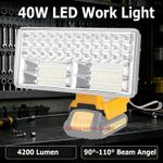 LED Work Light for DeWalt 18V Battery 40W 4200LM Flood Light Spotlight /USB Port