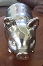 Chrome Silver Tone Pig Figurine Statue Mirrored Shiney Polished Reflective
