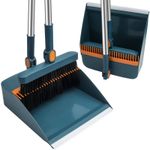 HPCORA Long Dustpan and Brush Set, Windproof Vertical Extension Pole Handle... 