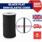 Black Flat Elastic Cord 5mm Elastic Cord for Sewing Face Mask Bed Craft Stretch