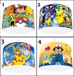 POKEMON  PIKKACHU  CEILING DRUM LIGHT SHADE LAMPSHADE 4 DESIGNS 3 SIZES
