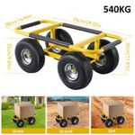 Dolly Trolley Removal Cart, 25cm Pneumatic Wheels, 540kg Load, Metal, 75x38cm