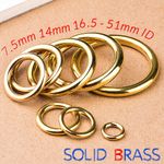 Solid Brass O-Rings For Dog Leads Horse Reigns Leather 7.5mm 14mm 16.5mm - 51mm
