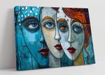 COOL ABSTRACT GIRLS BLUE ORANGE FRAMED CANVAS WALL ART PICTURE PRINT