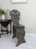 Antique Sgabello Hall Chair Italian Carved Renaissance 1880s Rare Find PROJECT 