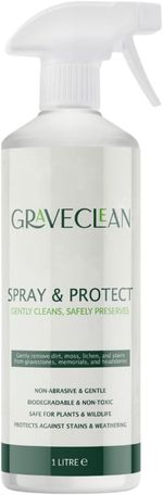 Headstone Cleaning, Natural Stone Safe, 1L Spray Bottle, for Marble, Granite, Sa