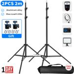 2pcs 79" Light Stand Tripod 2M Photography Adjustable Softbox Flash Photo Studio