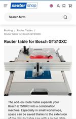 Router table add on for Bosch gts 10 xc table saw Sauter shop GTS10XC addon