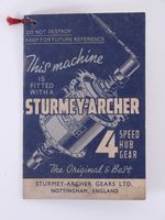Vintage Sturmey-Archer 4 Speed Hub Gear Advertising Leaflet Bicycle Ephemera