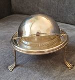 Angora Silver Plate Dome Butter Dish with legs - Beautiful