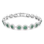 Una Angelic Tennis bracelet Round cut, Medium, Green, Rhodium plated 5646735