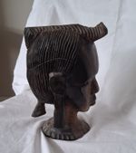 Vintage African Hand Carved Female  Head Statue Hardwood Heavy 