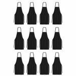 12 Pack of Kitchen Aprons - Full Bib Size Polyester Apron - Black Red or White