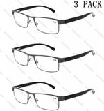 3 Packs Metal Mens Womens Unisex Reading Glasses Slim Lightweight Black