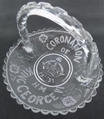 1937 King George VI Coronation Glass Basket Matthew Turnbull Antique Original