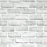 Ohmywor Brick Wallpaper Self Adhesive White Grey 45 x 300 cm,