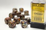 Chessex 27693 - D6 16mm Lustrous Dice x 12 - Gold/Silver