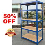 5 Tier Racking Heavy Duty Garage Shelving Storage Shelves Boltless Steel Unit