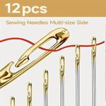 12pcs Self Threading Sewing Needles Easy Thread Mixed Sizes Multi Pack UK Seller