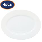 Platter Serving Plate 34.5cm White Oval Glass Zenix Intensity Dinnerware 4Pcs
