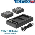 2x NP-W126 Battery +Charger For Fujifilm X-A3 X-A5 X-A10 X-A20 X-T1 X-E2 X-Pro2