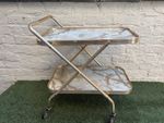 Vintage two tier gold w/ marbel effect folding drings trolley