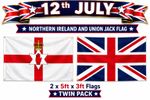2 PACK Northern Ireland & UNION JACK Flag 5ft x 3ft 12th July Ulster Banner