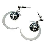 Golden Daisy Crescent Moon Earrings