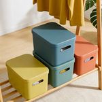 4 Pcs Colorful Plastic Storage Bins with Lids for Kitchen and Home Organization