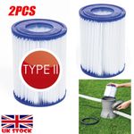 2 Pack Pool Filter Cartridge For Bestway SIZE II Swimming Pool PUMP TYPE 2 UK