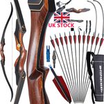 Archery 60" Takedown Recurve Bow 25-50LBS & Arrow Set Wooden Riser Limbs Hunting