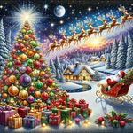 5D DIY Christmas Reindeers in the Sky Diamond Painting Kit Painting for Adults