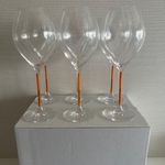 Veuve Clicquot Champagne Glasses Flutes Set of 6 Orange Yellow Stem w/Box