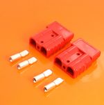 Pair Of High Current Power Connector Red 50 Amp 600V Battery Cable 10 AWG 5mm²